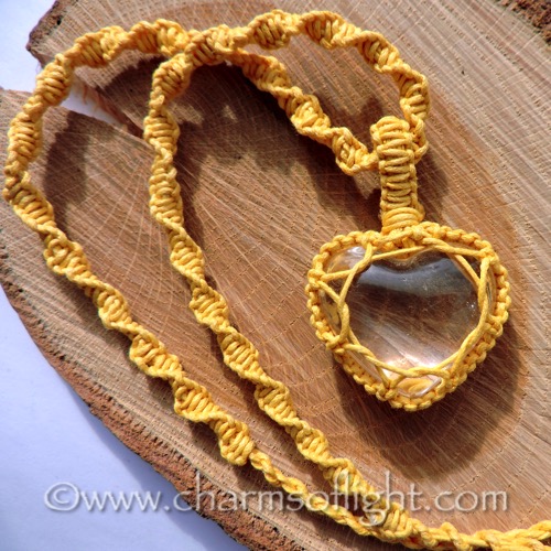 Clear Quartz Heart Macrame Necklace